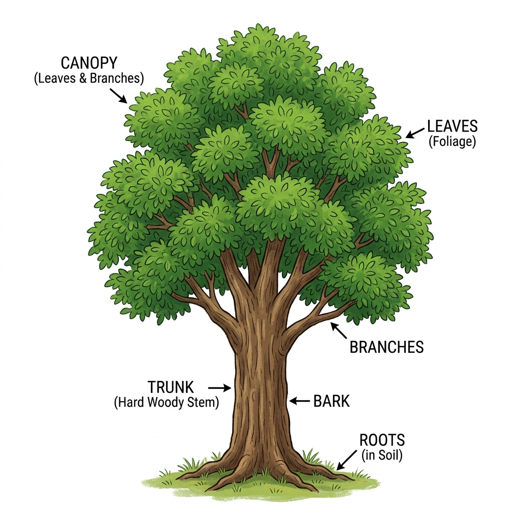 Tall Tree with woody stem
